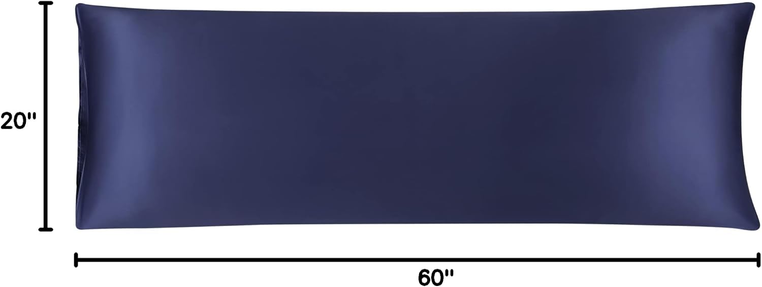 uxcell Body Pillow Cover, 20x60 Inch Navy Silky Satin Body Pillowcases for Hair and Skin, Soft Cooling Smooth Pillow Case with Envelope…