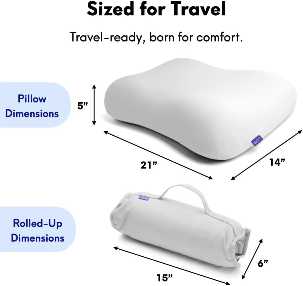 Cushion Lab Travel Deep Sleep Pillow – Compact Memory Foam Neck Pillow for Sleeping, Portable Pillow for Hotels, Camping, Side & Back…