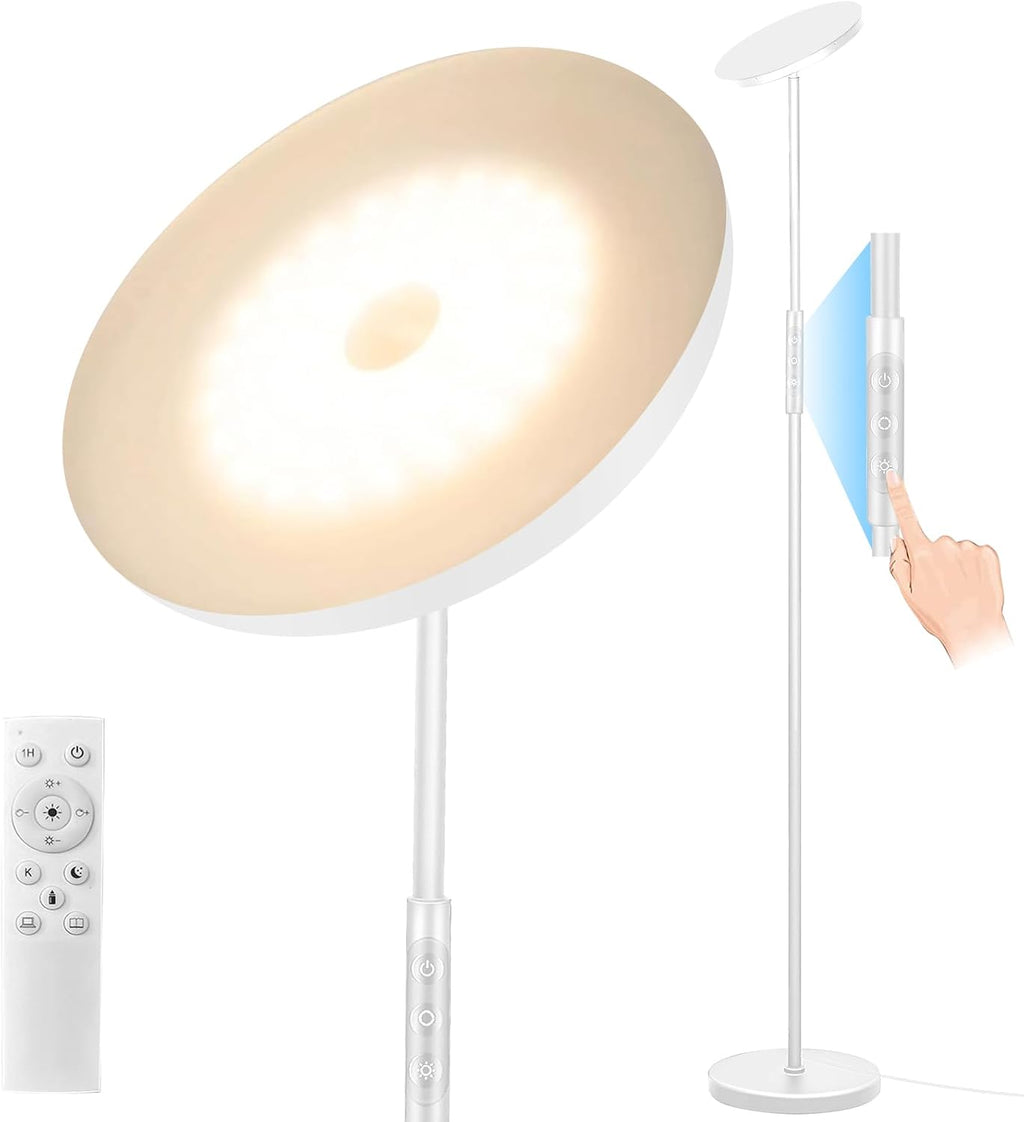 Mukuxin Floor Lamp, Upgraded 40W 4000LM Super Bright Torchiere LED Floor Lamps for Living Room, Stepless Dimmable Color Temperature 2700K-6…
