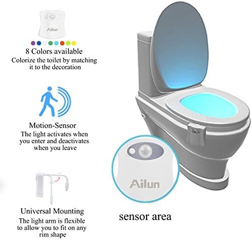 Toilet Night Light 2Pack by Ailun Motion Sensor Activated LED Light 8 Colors Changing Toilet Bowl Illuminate Nightlight for Bathroom…