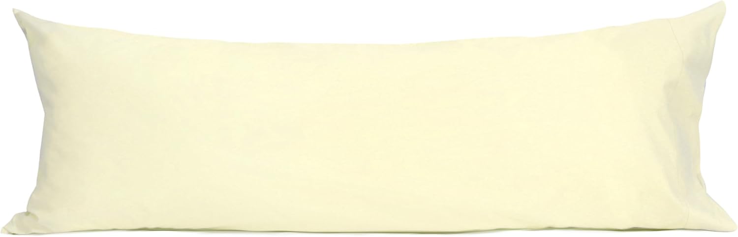 Sunflower Body Pillowcase 100% Cotton Long Pillow Cover/Case Envelope Closure 1 Pack, 20×54 inches Cream, Soft and Breathable