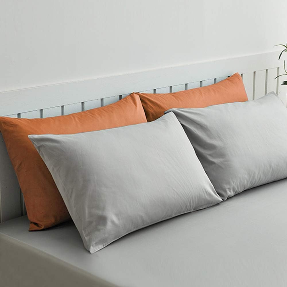 Ntbay King Pillowcase Set - 2 Pack Brushed Microfiber 20x36 Pillowcases - Soft, Wrinkle-Free, Fade-Resistant, Stain-Resistant, Orange Pillo…