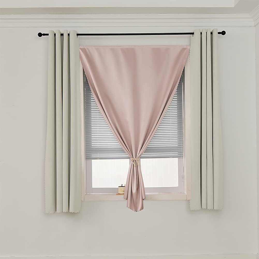 Jilron Autohesion Curtains for Windows, Bedroom Blackout Curtains for - Thermal Lnsulated No Drill Curtains Room Darkening Black Small Drape…