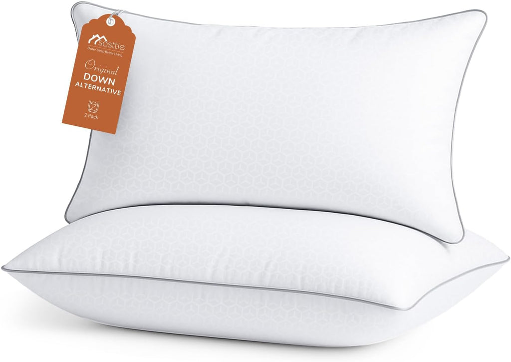 Sasttie Firm King Size Pillows Set of 2, Bed Pillows for Side, Back, and Stomach Sleepers - Oeko-Tex Certified Supportive Down Alternative…
