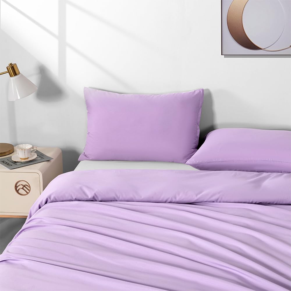 NookZuzu 2 Pack Microfiber Zipper Pillowcases, Soft Comfortable Not Shrink Purple Pillow Case, Standard Pillow Cases Set of 2 (20x26 Inches…