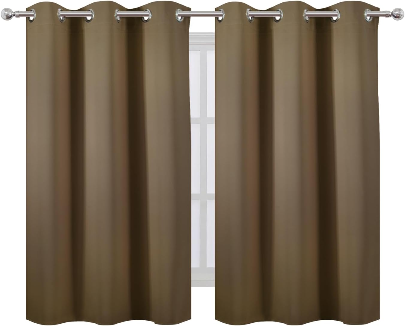 Lemomo Brown Blackout Curtains/38 x 54 Inch/Set of Two Panels Grommet Living Room Curtains 54 Inch silver