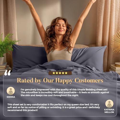 Utopiabedding Utopia Bedding California King Size Sheet Set – 4 Piece Bed Sheets, Soft and Breathable Microfiber, Includes 1 Fitted Sheet,…