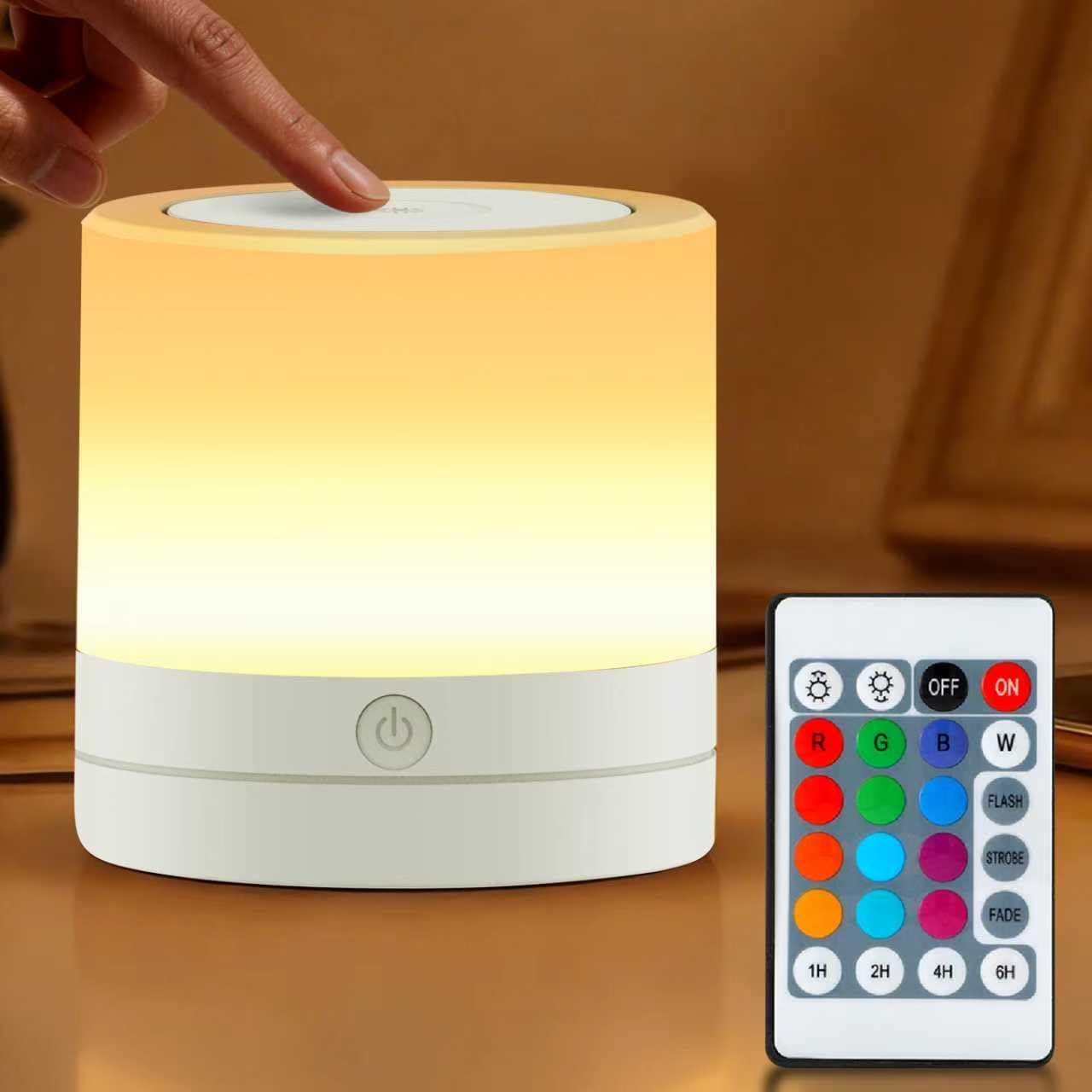 Portable Night Light for Kids, USB Rechargeable Small Desk Lamp,13 RGB Colors & 4 Brightness & 1 Remote, Touch Bedside Table Lamp for…