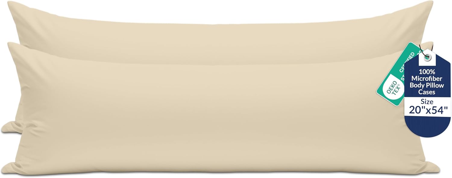 Royalelinens ROYALE LINENS Body Pillow Cover - Double Brushed 1800 Microfiber - 20"x54" with Hidden Zipper Closure - Wrinkle & Fade Resista…