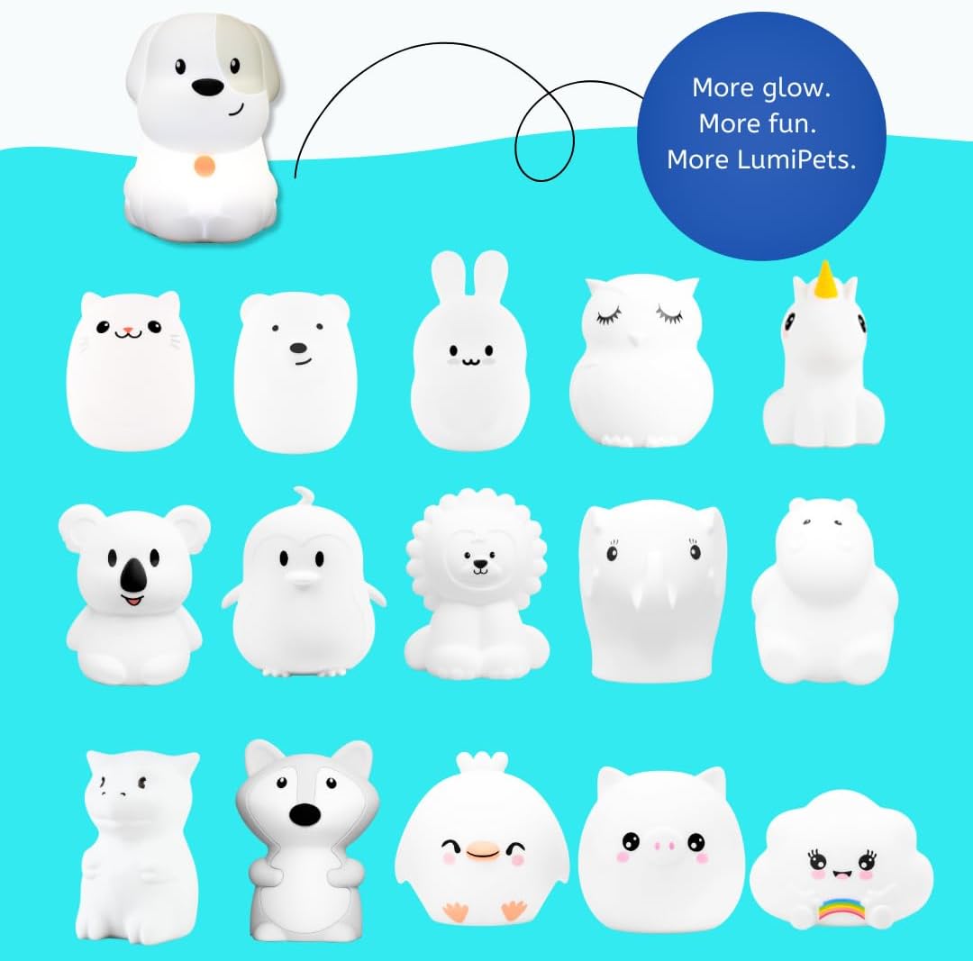 Lumipets Pepper the Puppy Dog Squishy Silicone Night Light for Kids | Cute Night Light with Remote & Touch Control for Baby & Toddler…