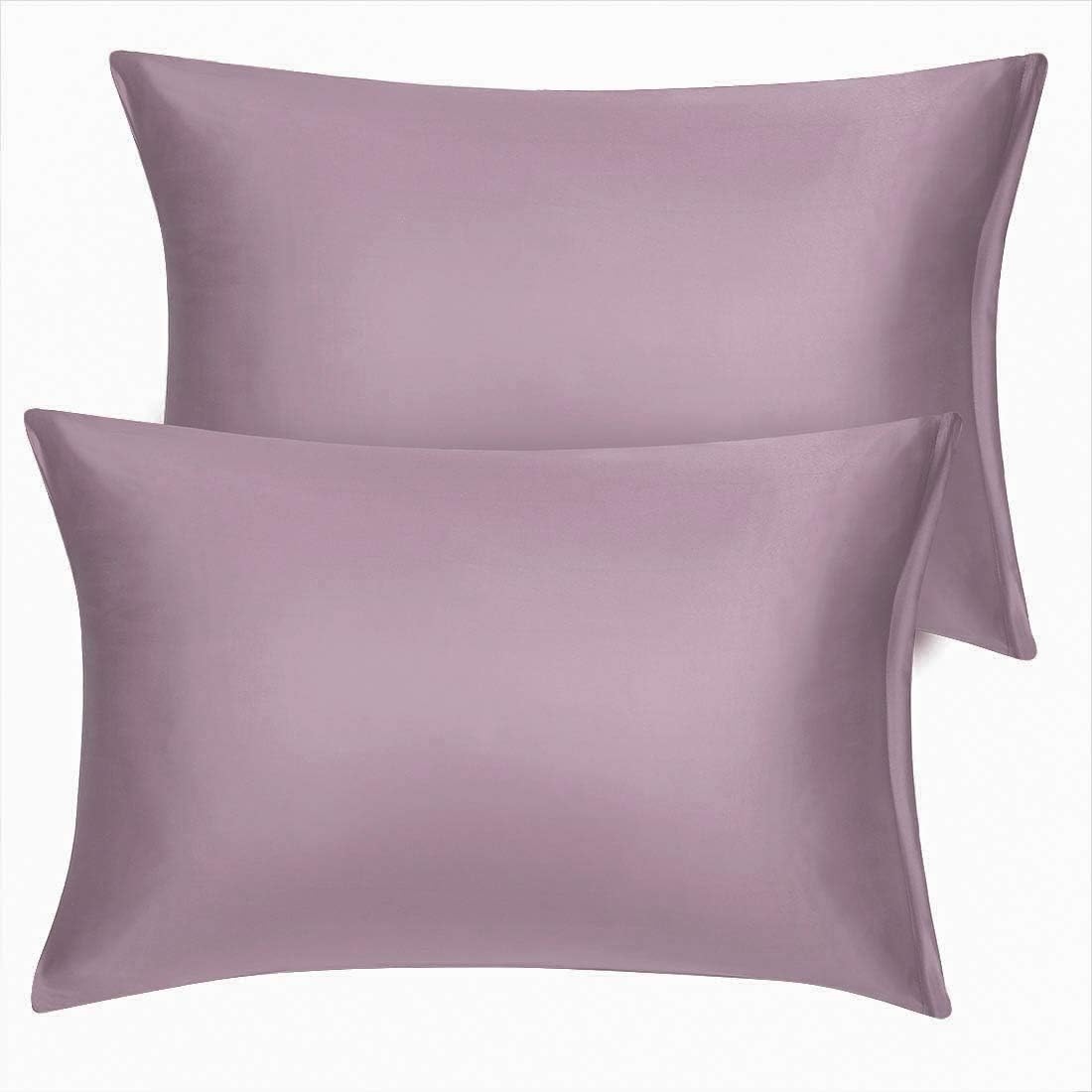 uxcell Queen Satin Pillowcase with Zipper, Super Soft and Luxury, Silky Pillow Cases Covers Set of 2, 21"x31", Mauve