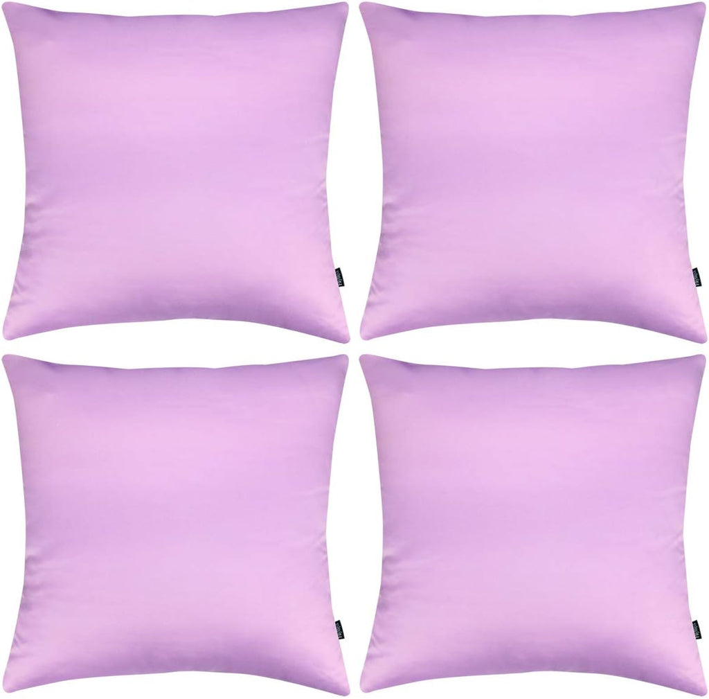 Faylapa 4 Pack Satin Throw Pillow Cases, Light Purple Heavy Silk Satin Decorative Pillow Covers Solid Dyed Soft Pillow Cover Home…