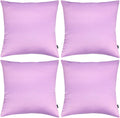 Faylapa 4 Pack Satin Throw Pillow Cases, Light Purple Heavy Silk Satin Decorative Pillow Covers Solid Dyed Soft Pillow Cover Home…