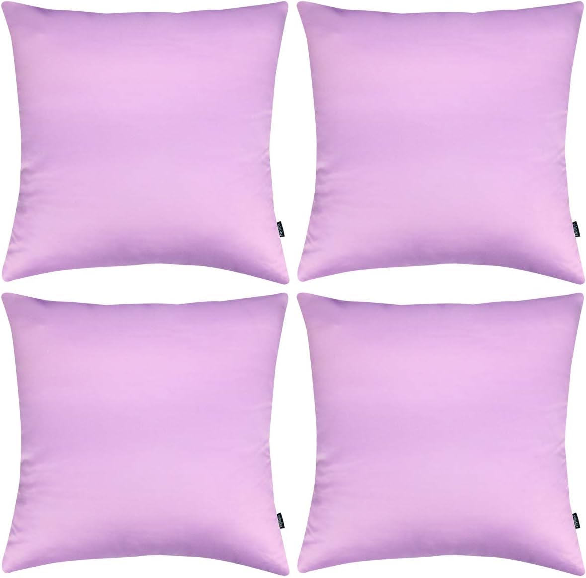 Faylapa 4 Pack Satin Throw Pillow Cases, Light Purple Heavy Silk Satin Decorative Pillow Covers Solid Dyed Soft Pillow Cover Home…