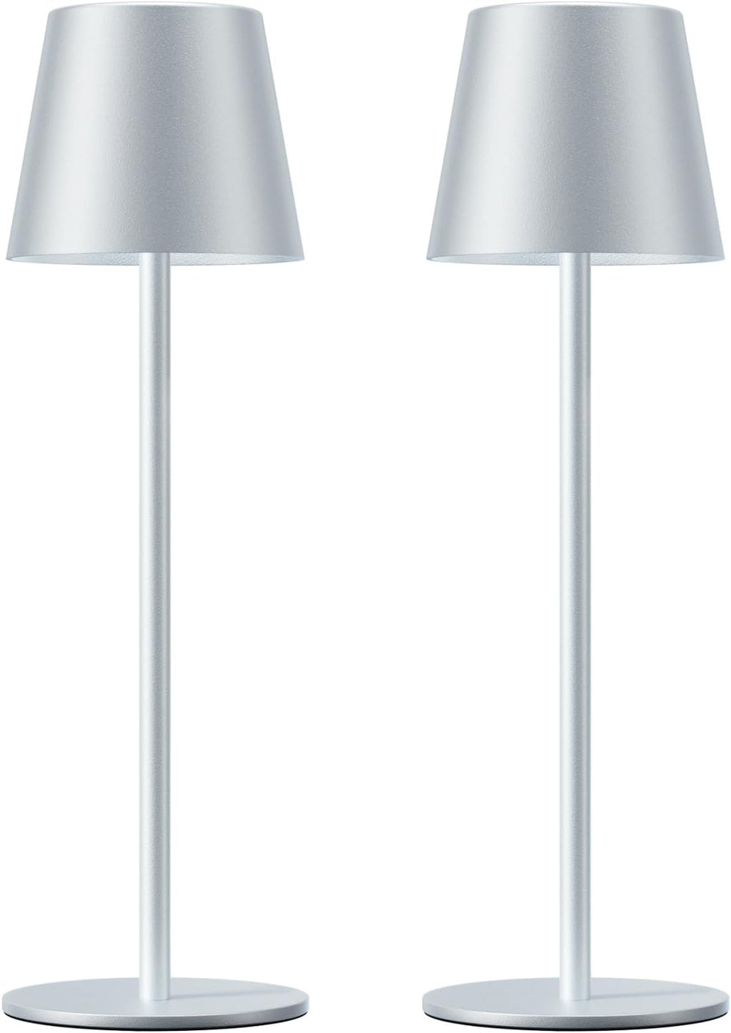 Kakanuo Silver Grey Cordless Lamp Rechargeable - 2 Pack 5000mAH Battery Operated Table Lamp for Counter, 3 Color Stepless Dimming…