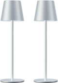 Kakanuo Silver Grey Cordless Lamp Rechargeable - 2 Pack 5000mAH Battery Operated Table Lamp for Counter, 3 Color Stepless Dimming…