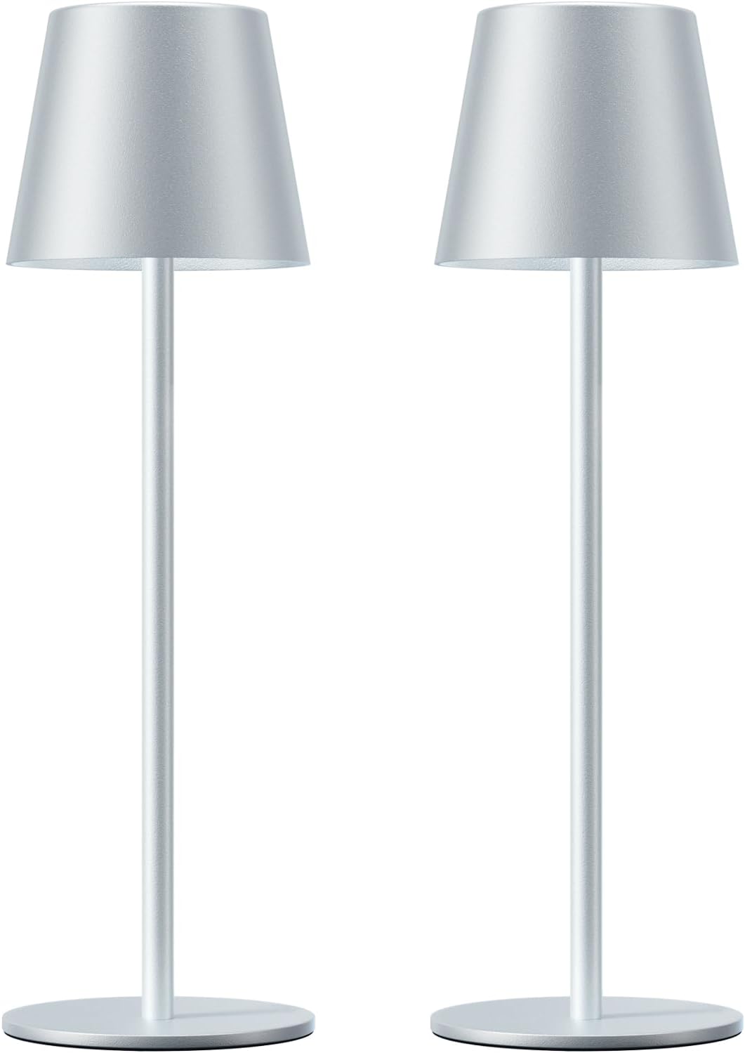 Kakanuo Silver Grey Cordless Lamp Rechargeable - 2 Pack 5000mAH Battery Operated Table Lamp for Counter, 3 Color Stepless Dimming…