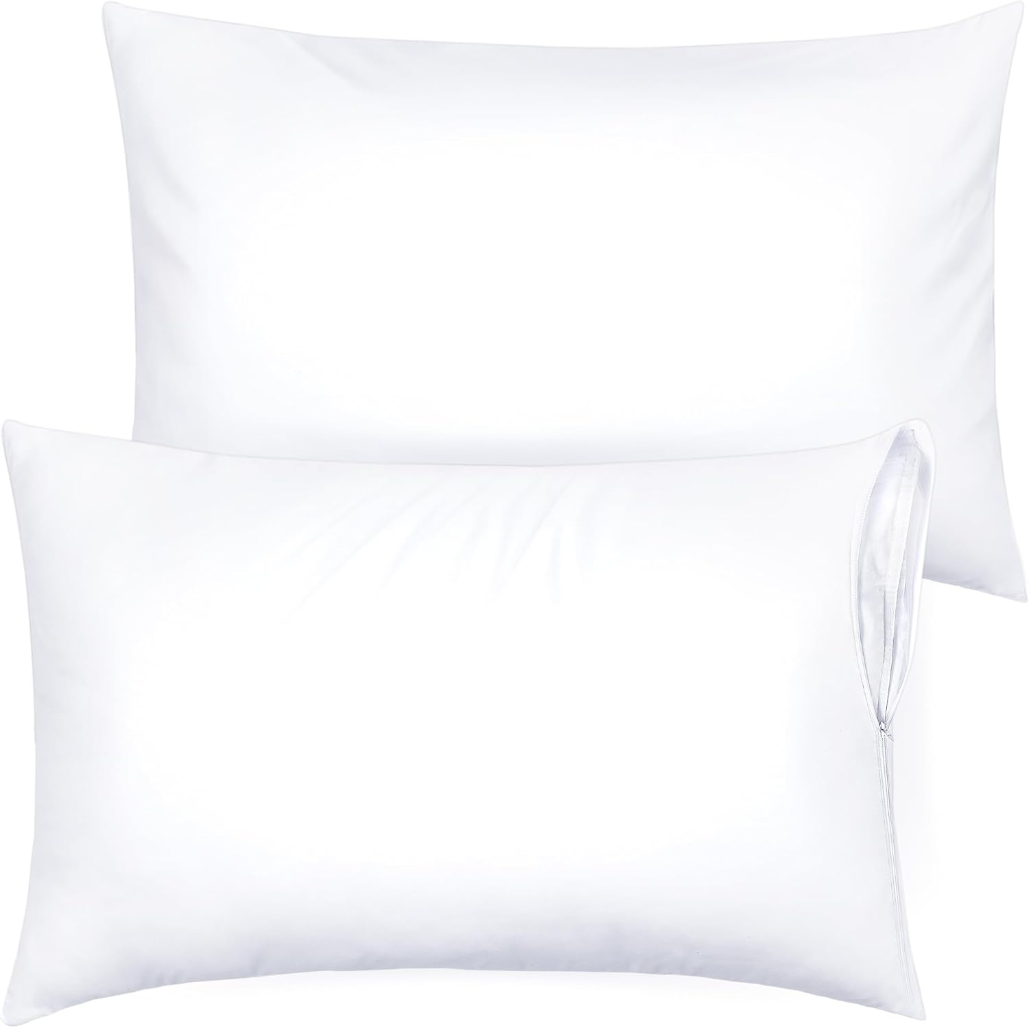 Ultra Soft Pillow Protectors with Zipper King Size - Set of 2 Breathable Pillow Covers - 100% Protection Against Stains, Dust & Dirt…