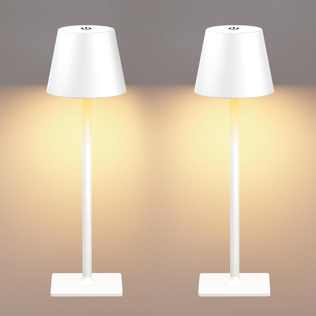 Yogaret White Cordless Table Lamp Set of 2 for Patio Restaurant Home Dinner Kitchen