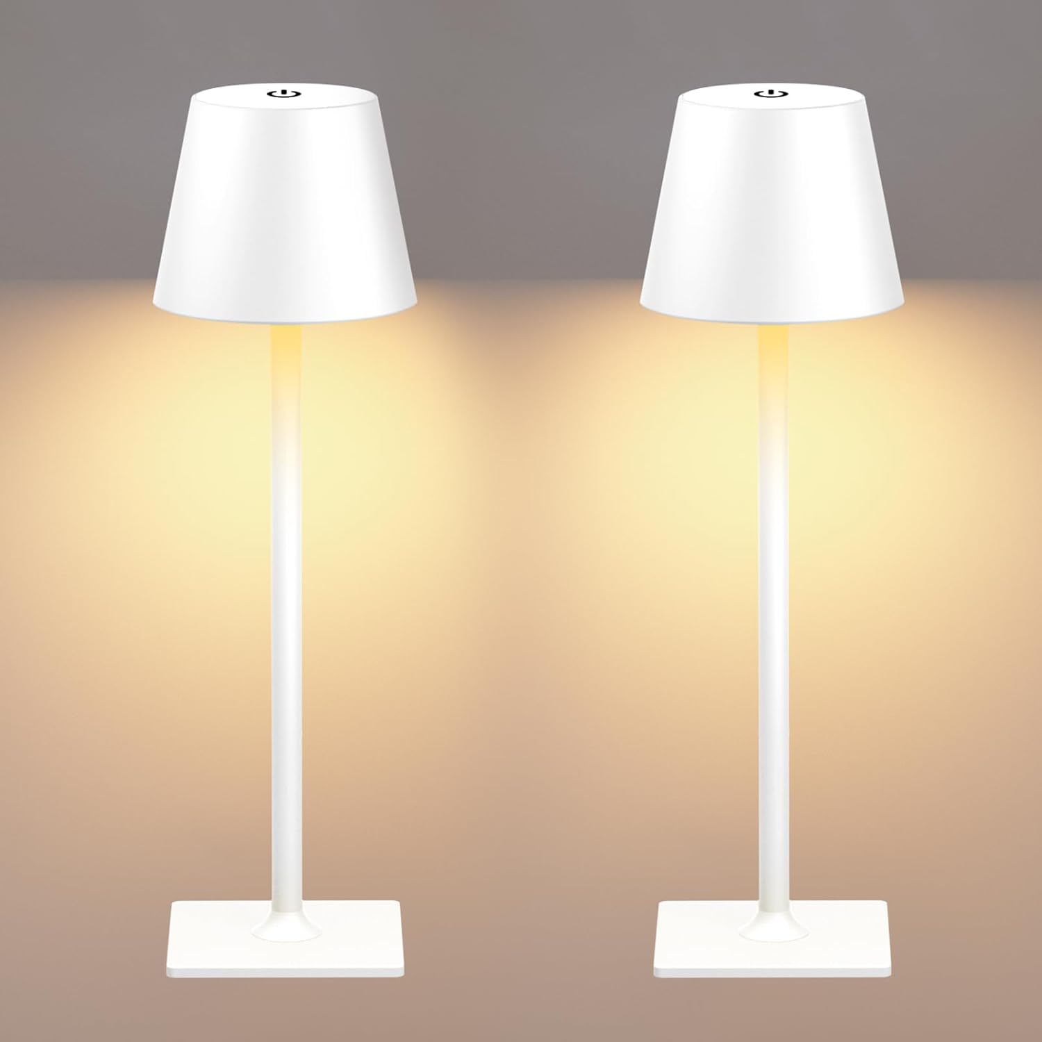 Yogaret White Cordless Table Lamp Set of 2 for Patio Restaurant Home Dinner Kitchen