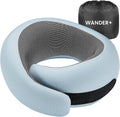 WANDER PLUS® 100% Pure Memory Foam Travel Neck Pillow Airplane Neck Support Ergonomic Design Best for Sleeping Plane Car Train Office…