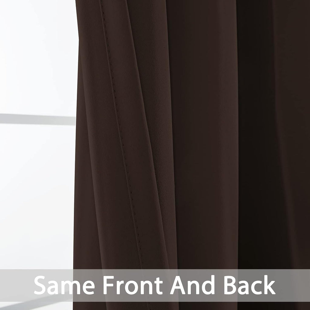 Yakamok Blackout Curtains for Bedroom 2 Panels Set 108 Inch Length Thermal Insulated Room Darkening Dark Black Out Drapery Grommet Window…