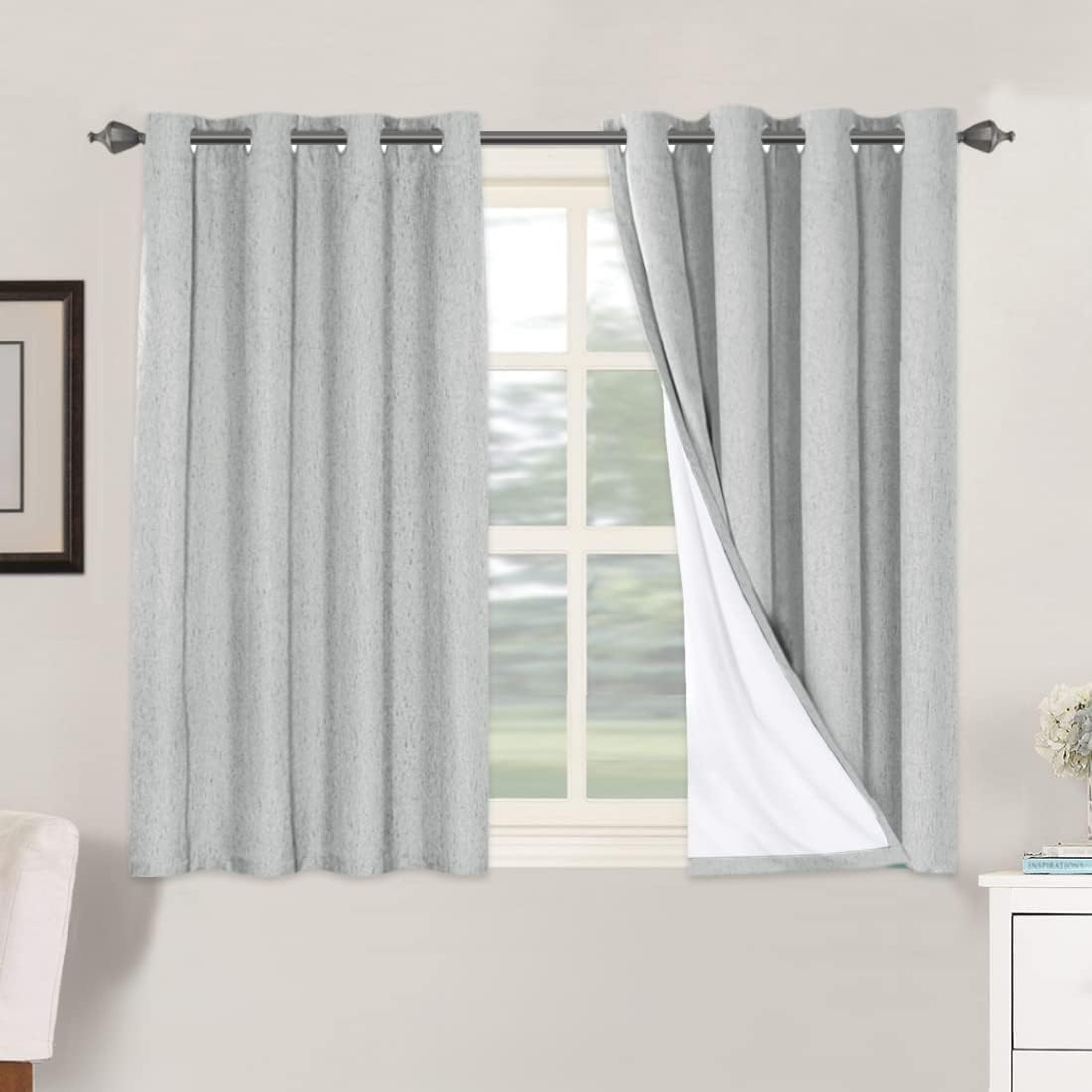 H.VERSAILTEX 100% Blackout Curtains for Bedroom Thermal Insulated Linen Textured Curtains Heat and Full Light Blocking Drapes Living Room…