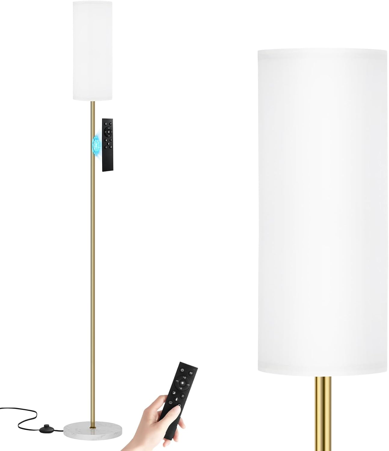 Ambimall 64'' Floor Lamps for Living Room with Remote Control and Stepless Dimmable Colors Temperature & Brightness, Gold Standing Lamp…