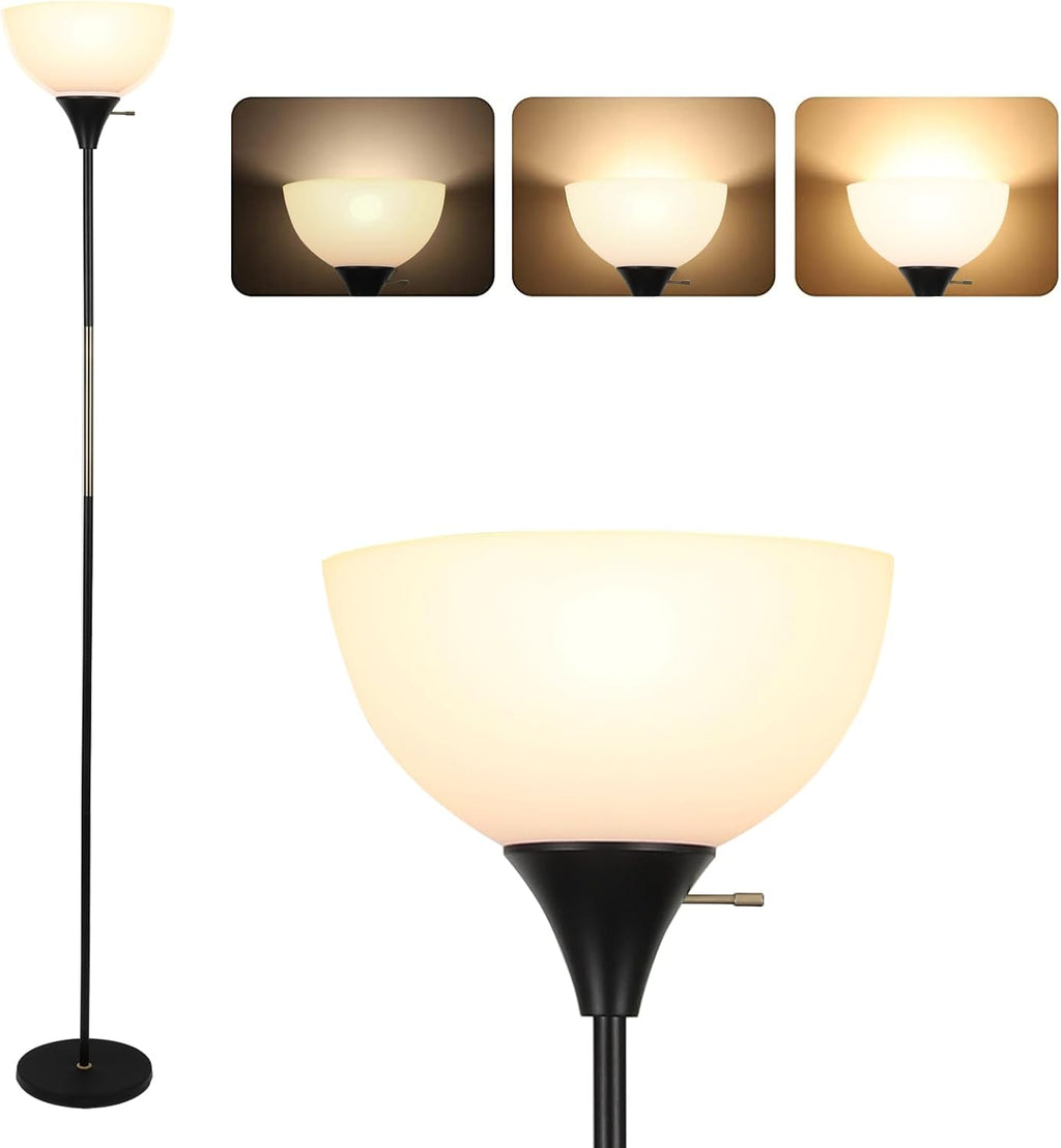 Floor Lamp, Dimmable Standing Lamp, 3 Levels Brightness Led Floor Lamp Rotary Switch Floor Lamps Modern Industrial Lamp with Shade, Tall…