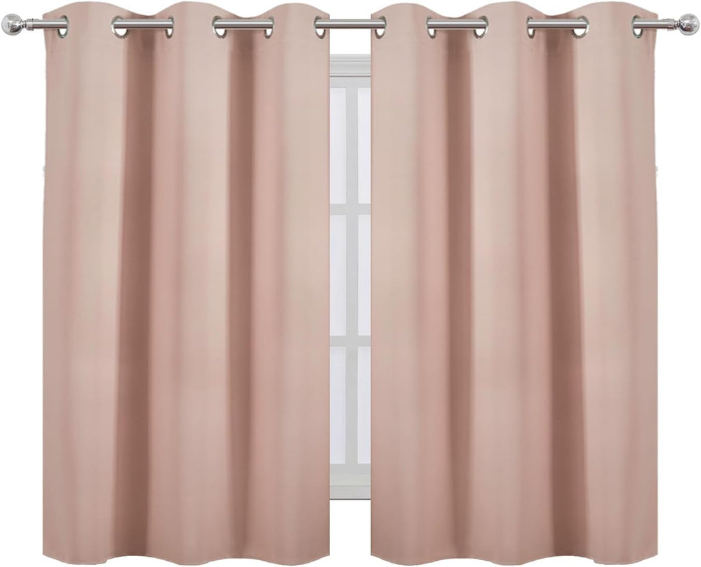 Lemomo Blush Blackout Curtains/38 x 54 Inch/Set of Two Panels Grommet Living Room Curtains 54 Inch silver