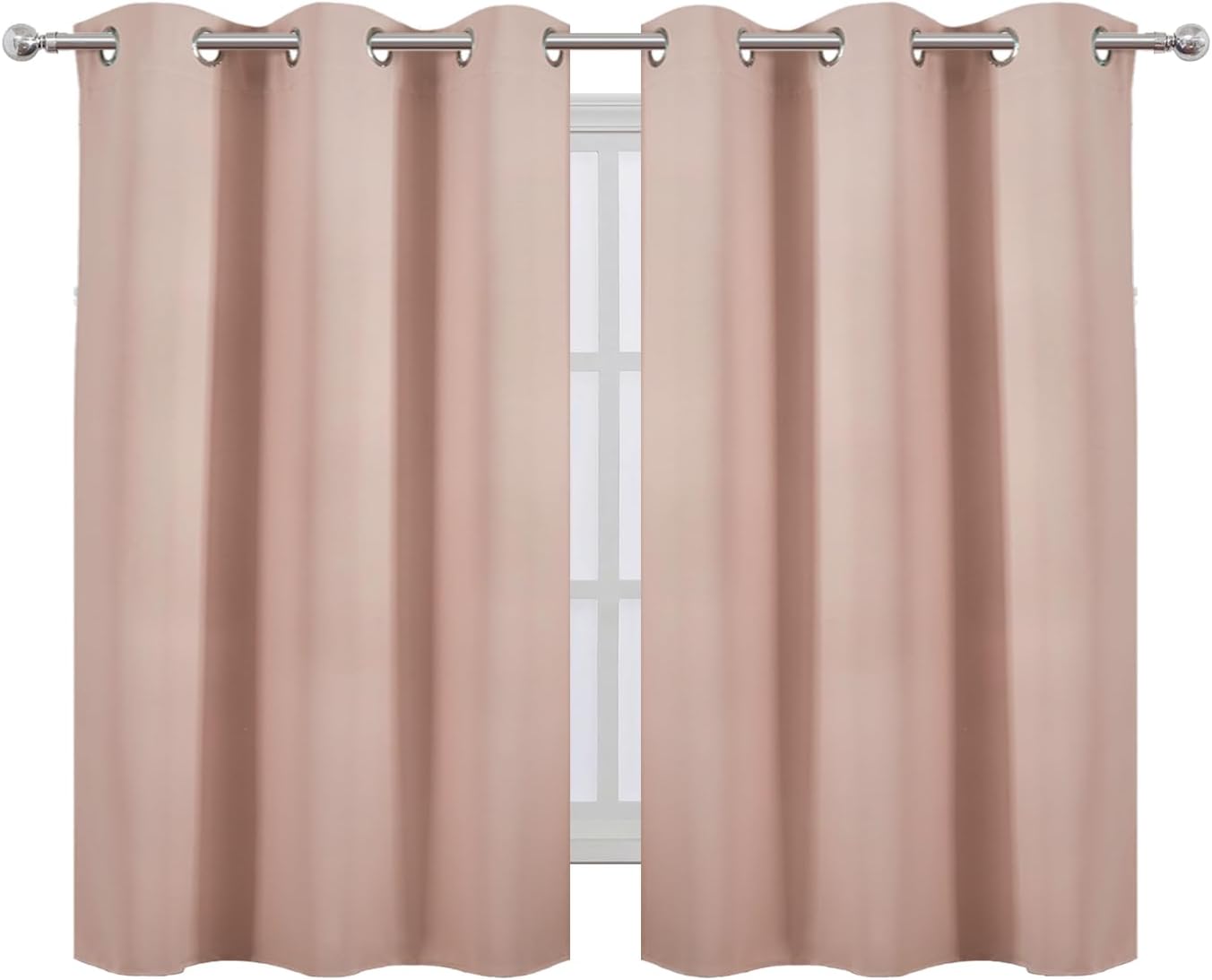 Lemomo Blush Blackout Curtains/38 x 54 Inch/Set of Two Panels Grommet Living Room Curtains 54 Inch silver