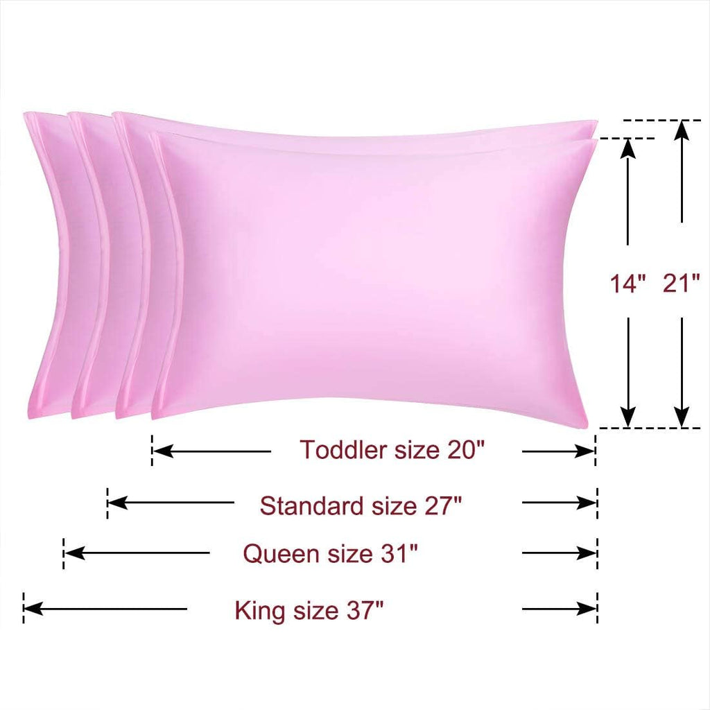uxcell King Satin Pillowcase with Zipper, Super Soft and Luxury, Silky Pillow Cases Covers Set of 2, 21"x37", Pink