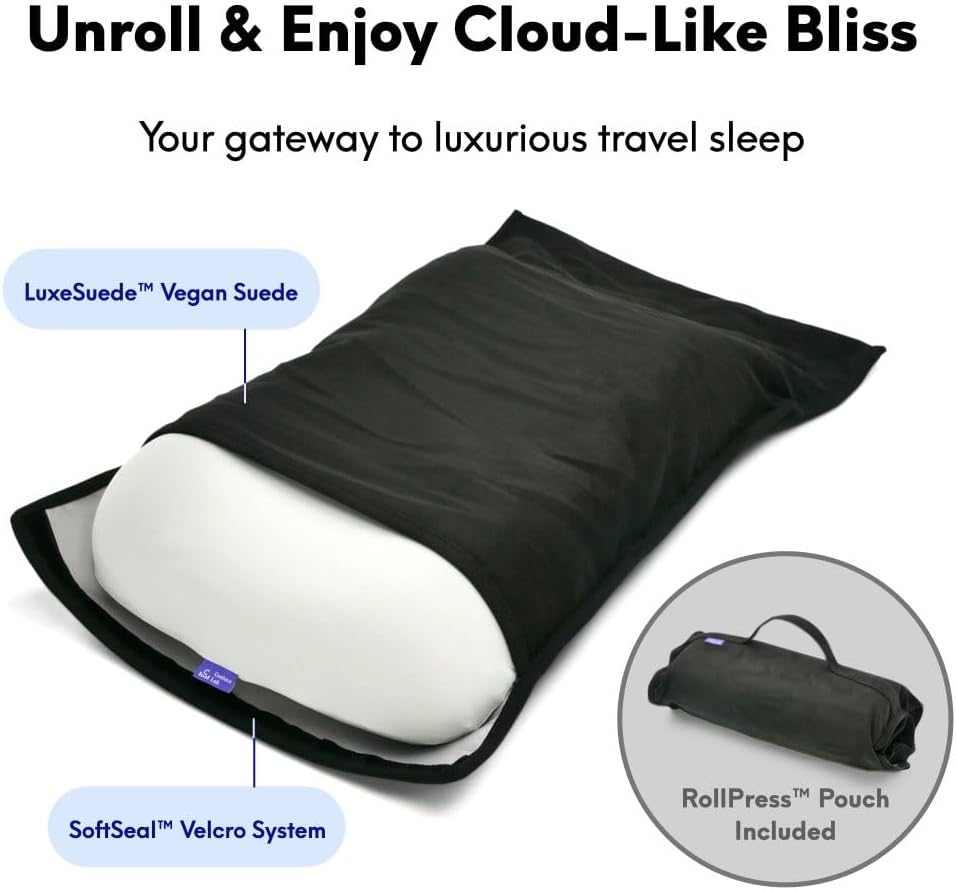 Cushion Lab Travel Deep Sleep Pillow – Compact Memory Foam Neck Pillow for Sleeping, Portable Pillow for Hotels, Camping, Side & Back…