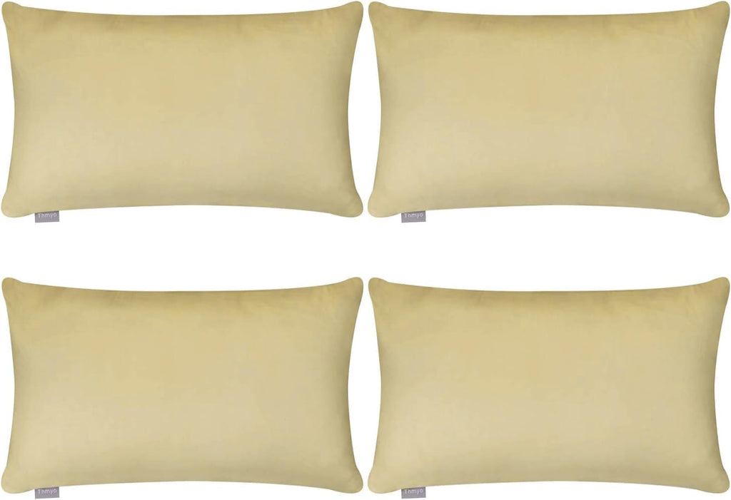 Thmyo 4-Pack 100% Cotton Lumbar Comfortable Solid Decorative Throw Pillow Case Rectangle Cushion Cover Pillowcase Sublimation Blank Pillow…