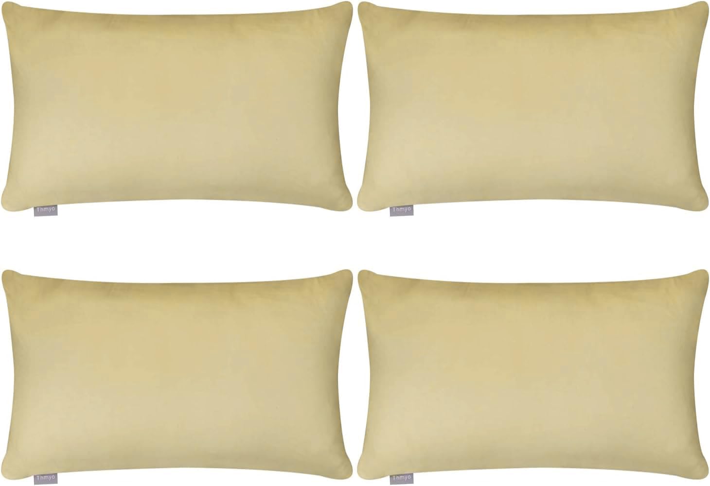 Thmyo 4-Pack 100% Cotton Lumbar Comfortable Solid Decorative Throw Pillow Case Rectangle Cushion Cover Pillowcase Sublimation Blank Pillow…