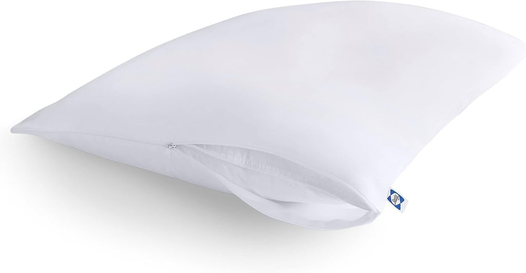 Sealy Performance 100% Cotton Breathable Moisture Wicking Fabric Machine Washable Zippered Pillow Protector, King Size, 2 Pack, White 2 Pac…