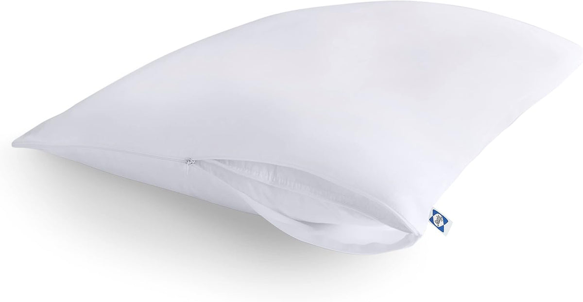 Sealy Performance 100% Cotton Breathable Moisture Wicking Fabric Machine Washable Zippered Pillow Protector, Standard/Queen Size, 2 Pack, W…