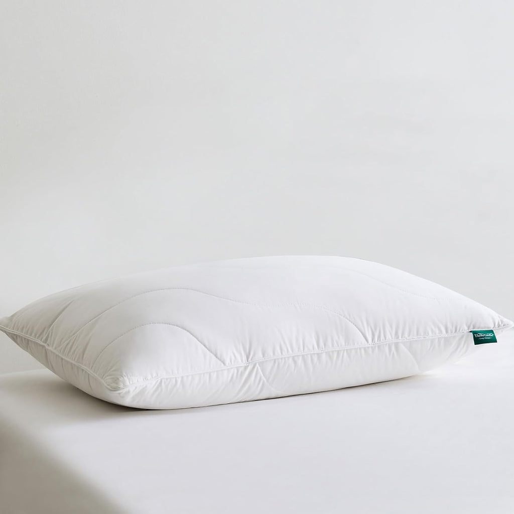 ThreeGeese Three Geese White Goose Feather Down Pillows Standard Size Set of 1-100% Cotton, Medium Firm, Soft Support Cotton White