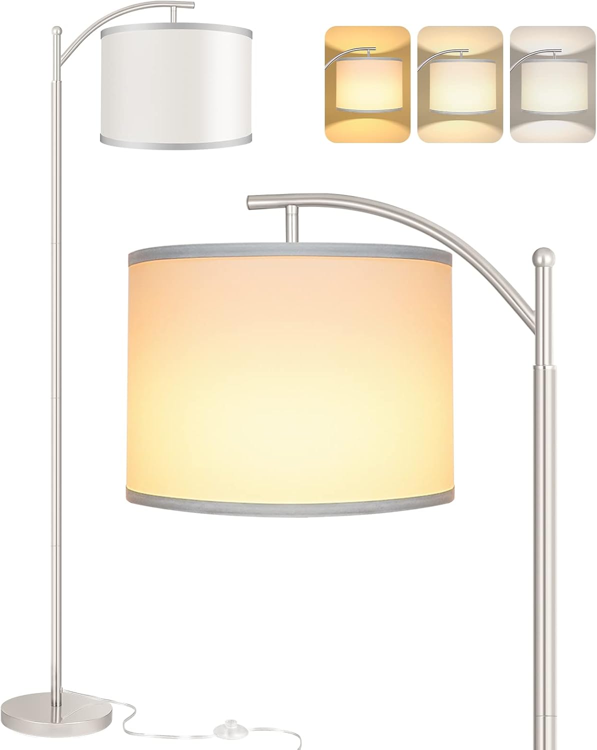 Floor Lamp for Living Room with 3 Color Temperatures LED Bulb, Standing Lamp Tall Industrial Floor Lamp Reading for Bedroom, Office (9W…
