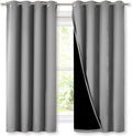 Nicetown Extra Long Truly Blackout Drapes for Hall and Villa, 46-inch Width Each Panel, 45-inch Length, Silver Grey, 2 Pieces, 100% Blackou…