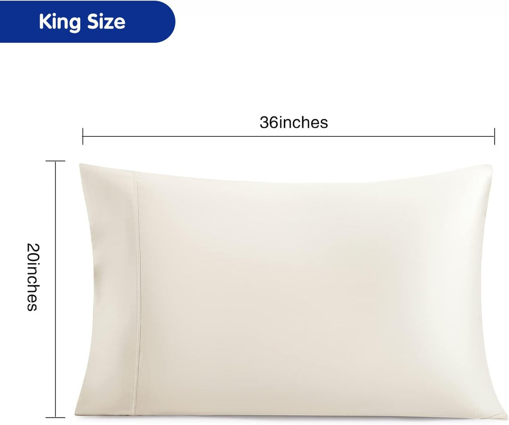 Stnomyhome Eucalyptus Tencel Cooling Pillowcase 2 Pack King Cream | Moisture Wicking for Night Sweats | 3X Faster Drying | Oeko-TEX Certifi…