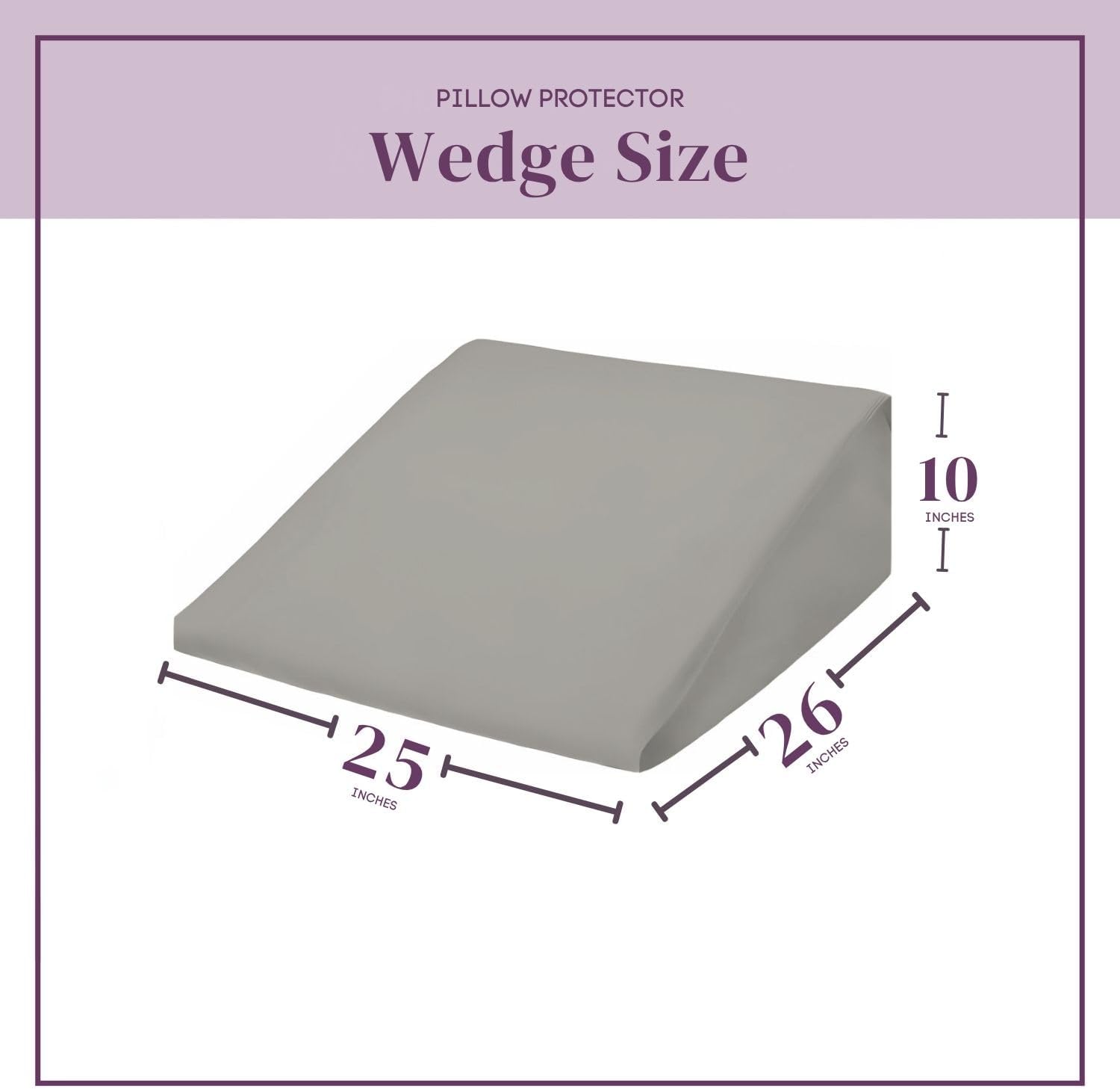 CirclesHome Wedge Pillow Cover 100% Cotton, Zippered Wedge Pillow Case Protector, Soft, Hypoallergenic & Breathable - Light Grey, (25Wx26Lx…