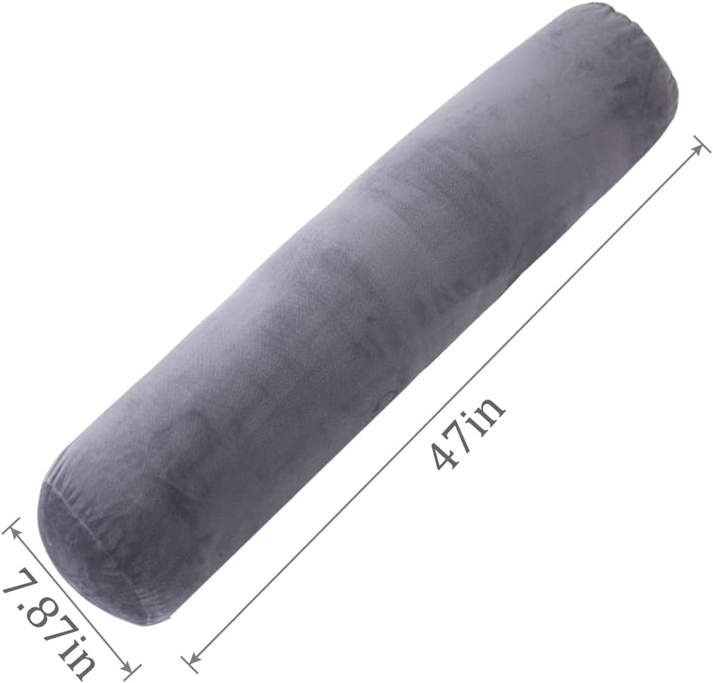 1 MIDDLE ONE Body Pillow for Adults, Bolster Pillow with Removable Velvet Cover, Long Round Cervical Roll Pillow, 47 x 7.87 Inches, Grey
