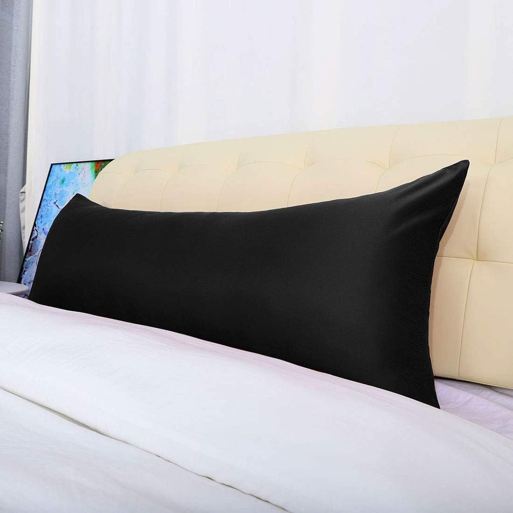 uxcell Body Pillow Cover 20x60 Inch Black Silky Satin Body Pillowcases for Hair and Skin Luxury Cooling Soft Smooth Washable