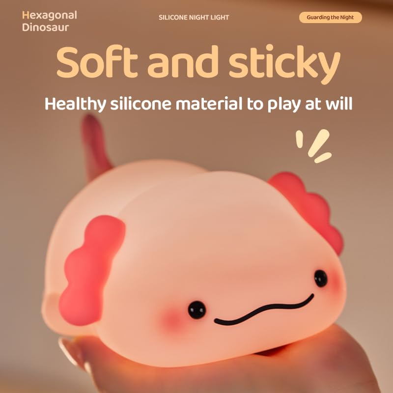 Atsuinightlight ATSUI Axolotl Night Light, LED Squishy Novelty Animal Lamp, Food Grade Silicone, 3 Level Dimmable, Breastfeeding Nursery Ni…