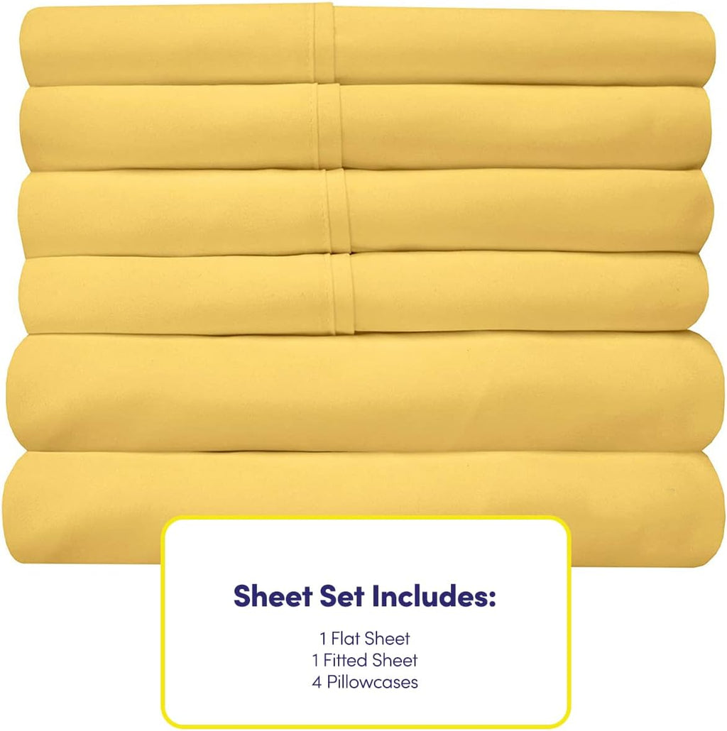 Queen Sheets Yellow - 6 Piece 1500 Supreme Collection Fine Brushed Microfiber Deep Pocket Queen Sheet Set Bedding - 2 Extra Pillow Cases…