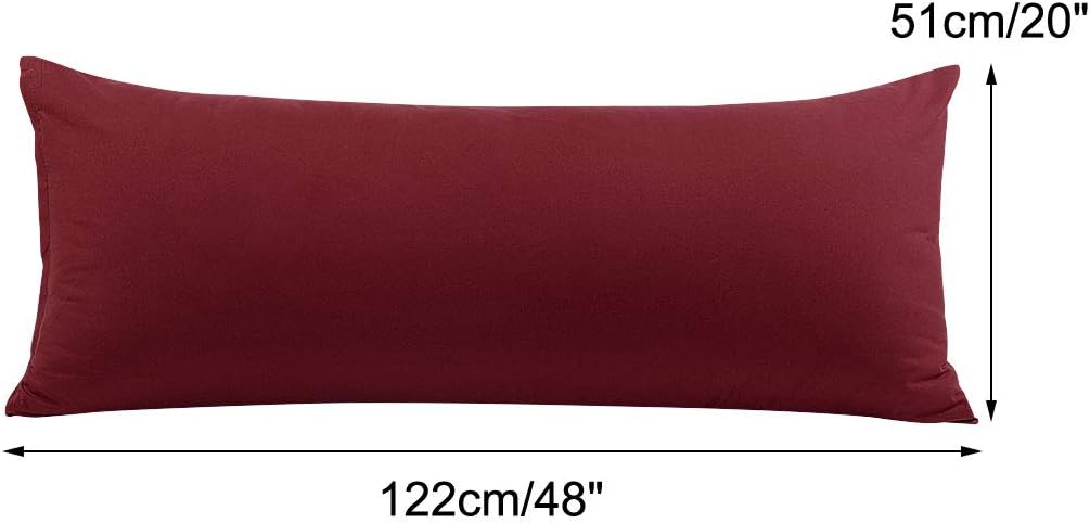 PiccoCasa Body Pillow Cover, 110 GSM Microfiber, Soft Body Pillowcases with Zipper Closure - Burgundy (20"x48") cotton