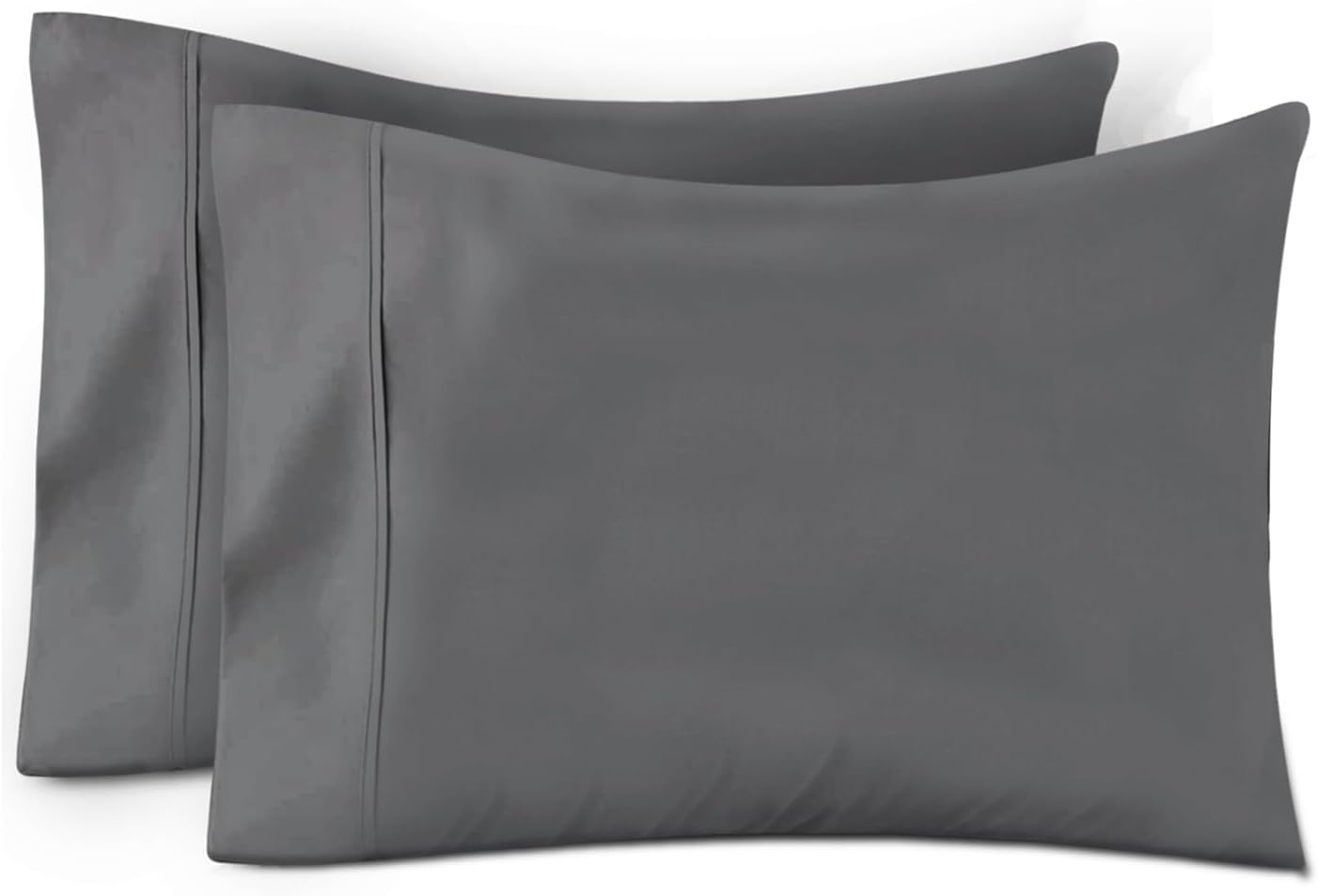 TEXAS LINEN CO. 100% Egyptian Cotton Pillow Cases Set of 2, Texan Talkin' Collection 600 Series King Pillowcase for Sleeping (Dark Grey)…