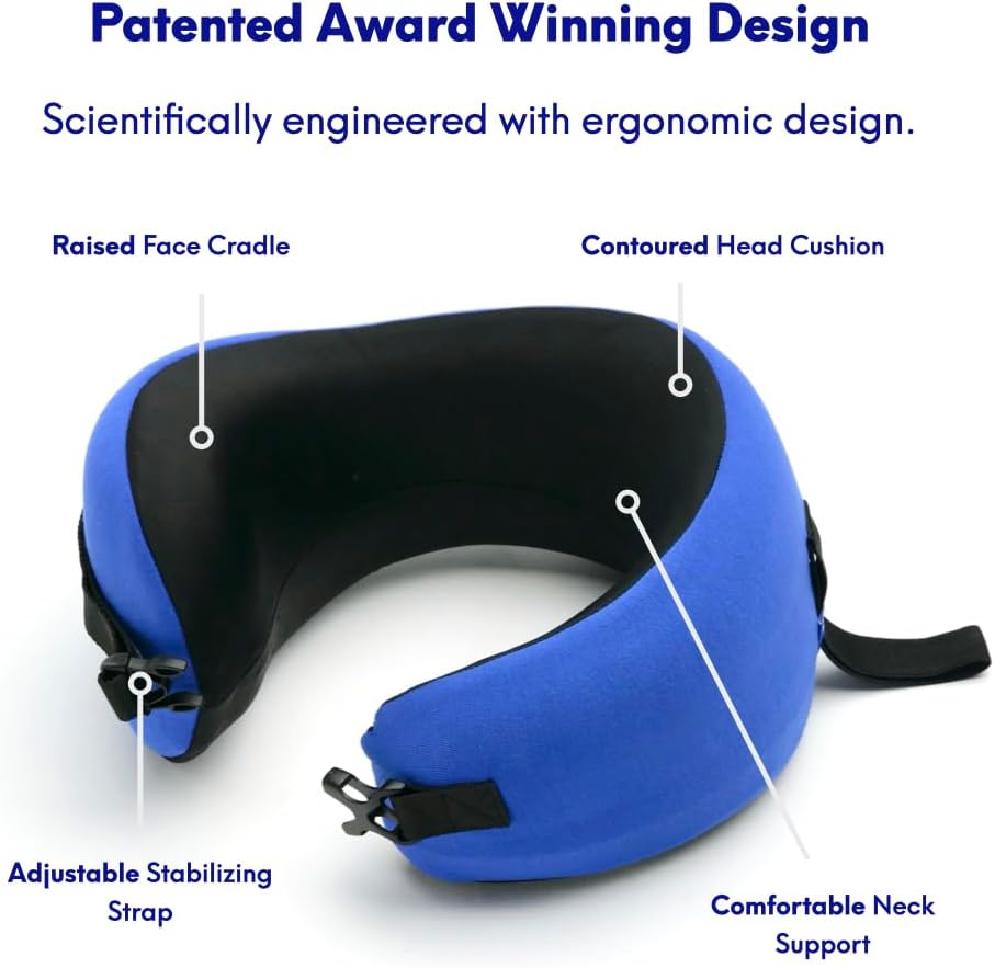 C CUSHION LAB Travel Pillow, Award-Winning Patented Ergonomic Design for Chin & Neck Support Memory Foam Neck Pillow, Compact Airplane…
