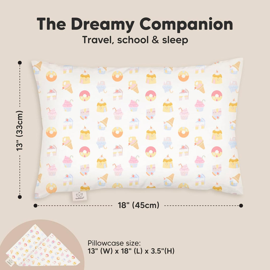 Toddler Pillow with Pillowcase - 13x18 My Little Dreamy Kids Travel Bed Pillows for Sleeping, Organic Cotton Small Pillowcase, Soft &…